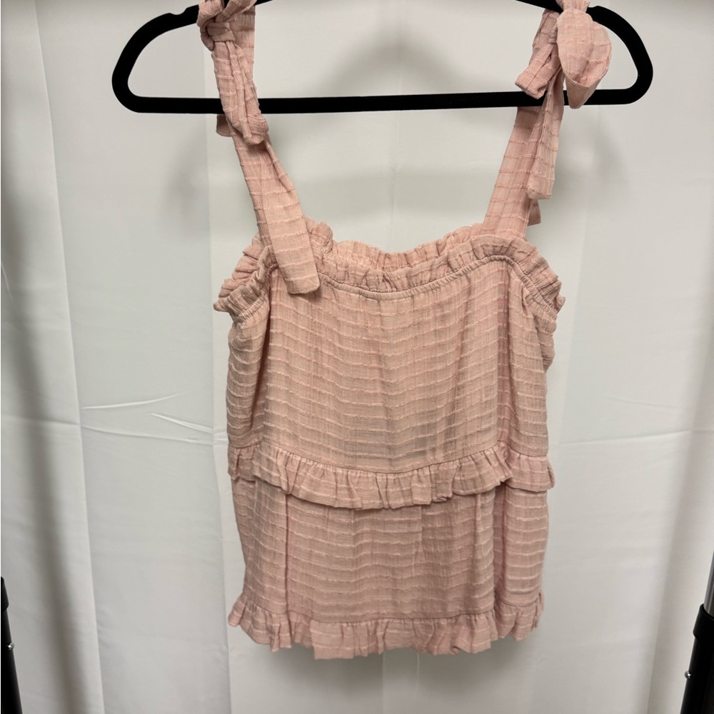 Le Lis Pink Ruffled Smocked Tank Top